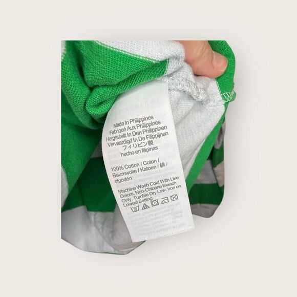 J. Crew Relaxed Long-Sleeve Boatneck T-Shirt in Stripe Green/White Size Small - Picture 6 of 6